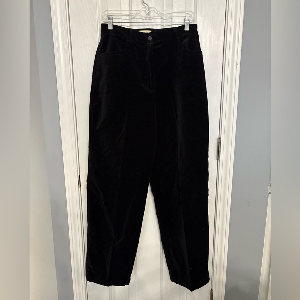 Marsh Landing Women’s Black Velvet Trouser Pants High Waist Size 10 Stretch VTG